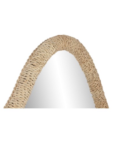Specchio da parete Home ESPRIT Naturale Cristallo Rattan Scandi 63,5 x 4,5 x 101 cm