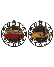 Orologio da Parete Home ESPRIT Nero Beige Dorato Naturale Metallo Legno di pino 74 x 9 x 91 cm