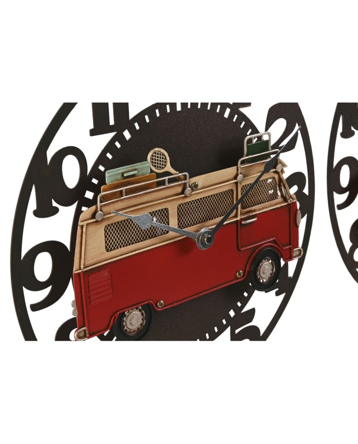 Orologio da Parete Home ESPRIT Giallo Rosso Metallo Vintage 34 x 33,5 x 32,5 cm (2 Unità)