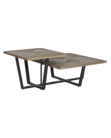 Tavolino da Caffè Home ESPRIT Nero Naturale Metallo Legno di abete 118 x 78 x 45 cm