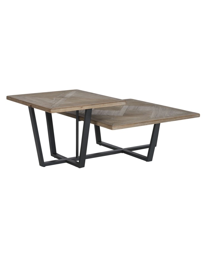 Tavolino da Caffè Home ESPRIT Nero Naturale Metallo Legno di abete 118 x 78 x 45 cm