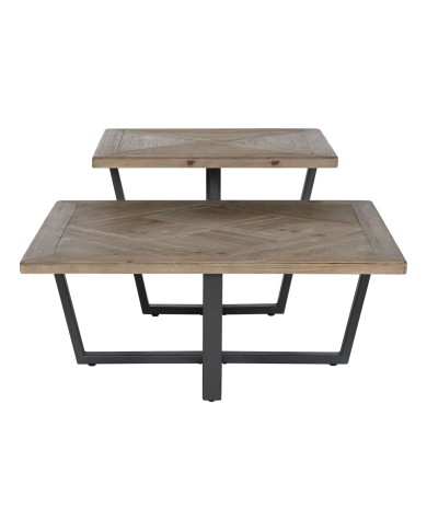 Tavolino da Caffè Home ESPRIT Nero Naturale Metallo Legno di abete 118 x 78 x 45 cm