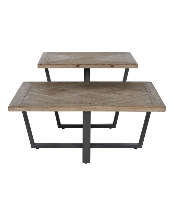 Tavolino da Caffè Home ESPRIT Nero Naturale Metallo Legno di abete 118 x 78 x 45 cm