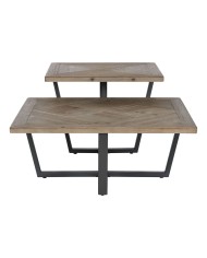 Tavolino da Caffè Home ESPRIT Nero Naturale Metallo Legno di abete 118 x 78 x 45 cm