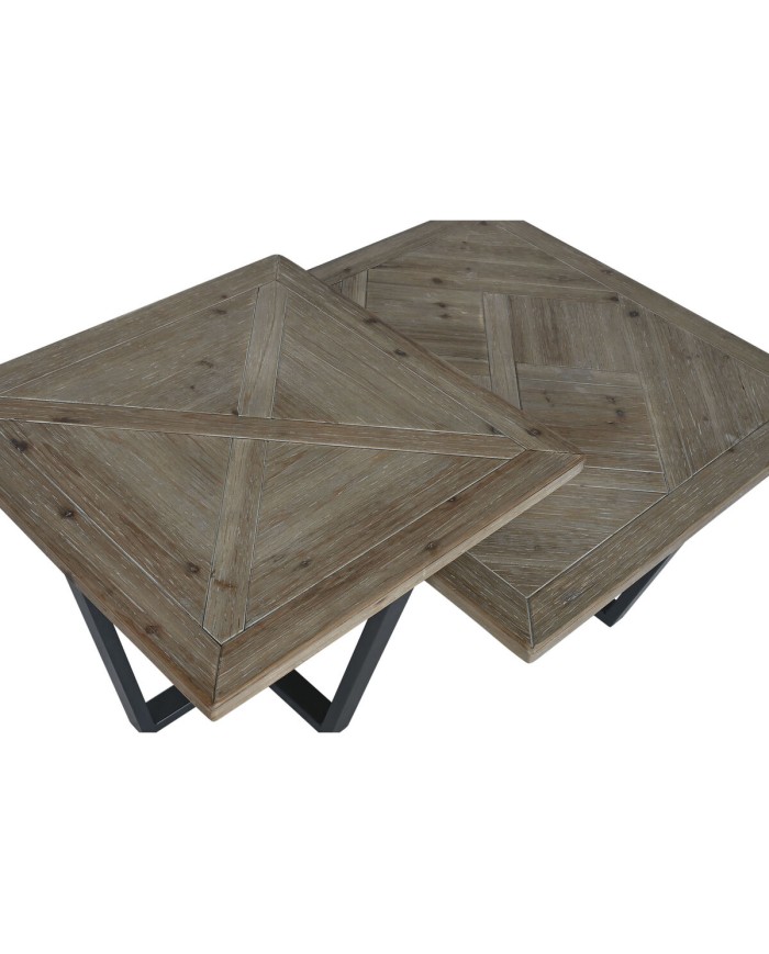 Tavolino da Caffè Home ESPRIT Nero Naturale Metallo Legno di abete 118 x 78 x 45 cm