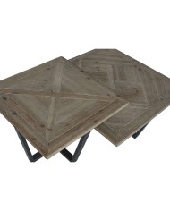 Tavolino da Caffè Home ESPRIT Nero Naturale Metallo Legno di abete 118 x 78 x 45 cm