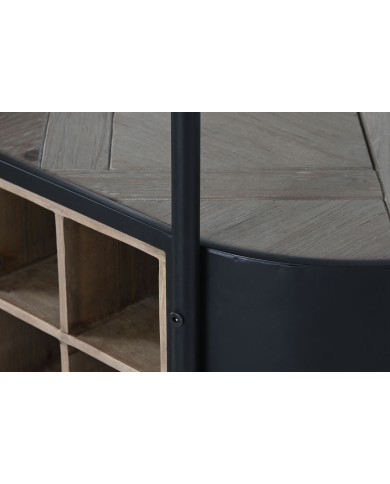 Portabottiglie Home ESPRIT Nero Naturale Metallo Abete 90 x 36 x 150 cm