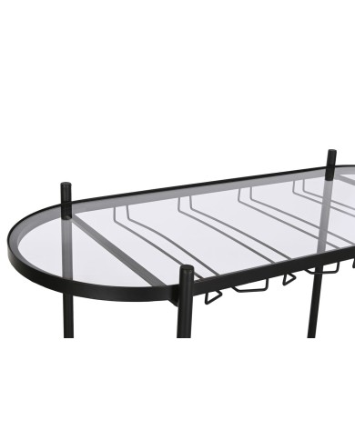 Portabottiglie Home ESPRIT Nero Naturale Metallo Abete 90 x 36 x 150 cm