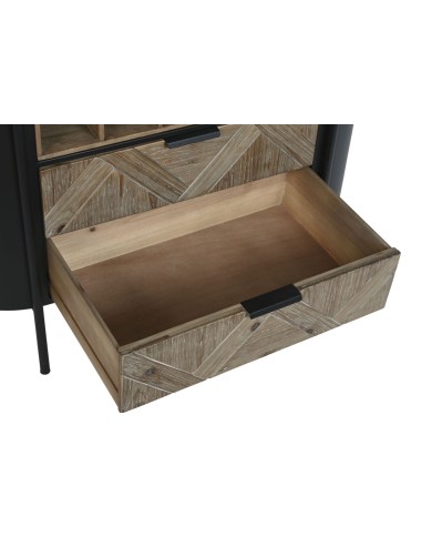 Portabottiglie Home ESPRIT Nero Naturale Metallo Abete 90 x 36 x 150 cm