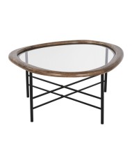 Tavolino da Caffè Home ESPRIT Marrone Nero Naturale Cristallo Legno di abete 76 x 81 x 38 cm