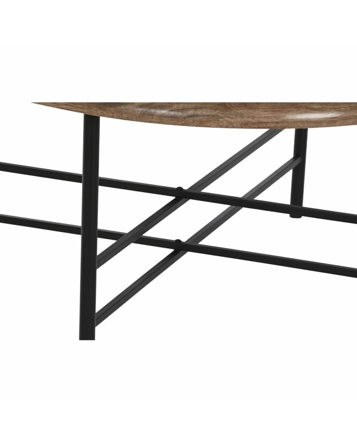Tavolino da Caffè Home ESPRIT Marrone Nero Naturale Cristallo Legno di abete 76 x 81 x 38 cm
