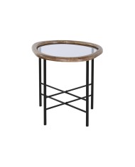 Tavolino da Caffè Home ESPRIT Marrone Nero Naturale Cristallo Legno di abete 76 x 81 x 38 cm