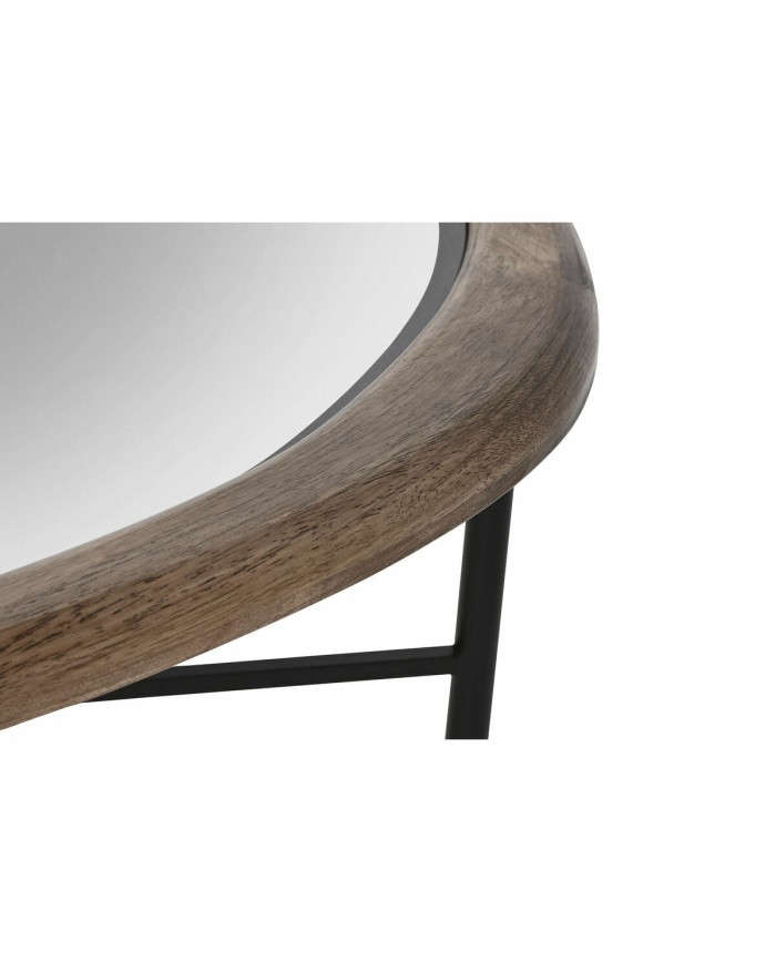 Tavolino da Caffè Home ESPRIT Marrone Nero Naturale Cristallo Legno di abete 76 x 81 x 38 cm