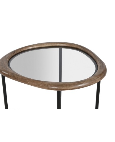 Tavolino da Caffè Home ESPRIT Marrone Nero Naturale Cristallo Legno di abete 61 x 50 x 53 cm