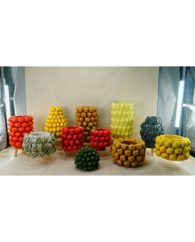 Vaso Home ESPRIT Giallo Ceramica Gres Tropicale 25 x 25 x 38 cm Vaso Home ESPRIT Giallo Ceramica Gres Tropicale 25 x 25 x 38 cm