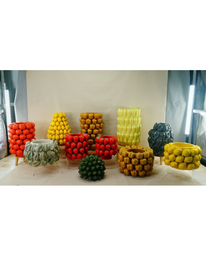 Vaso Home ESPRIT Giallo Ceramica Gres Tropicale 25 x 25 x 38 cm Vaso Home ESPRIT Giallo Ceramica Gres Tropicale 25 x 25 x 38 cm