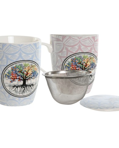 Tazza con Filtro per Infusioni Home ESPRIT Azzurro Rosa 340 ml (2 Unità) Tazza con Filtro per Infusioni Home ESPRIT Azzurro Rosa 340 ml (2 Unità)