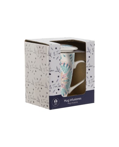 Tazza con Filtro per Infusioni Home ESPRIT Azzurro Bianco Turchese Mediterraneo 340 ml (2 Unità) Tazza con Filtro per Infusioni Home ESPRIT Azzurro Bianco Turchese Mediterraneo 340 ml (2 Unità)