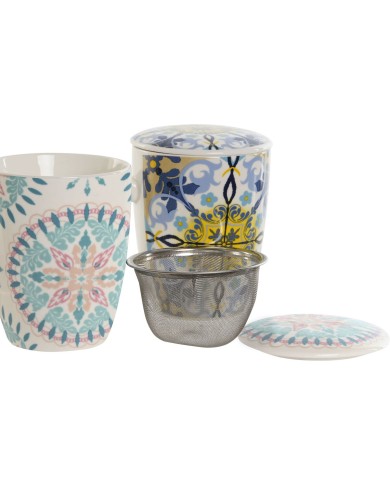 Tazza con Filtro per Infusioni Home ESPRIT Azzurro Bianco Turchese Mediterraneo 340 ml (2 Unità) Tazza con Filtro per Infusioni Home ESPRIT Azzurro Bianco Turchese Mediterraneo 340 ml (2 Unità)