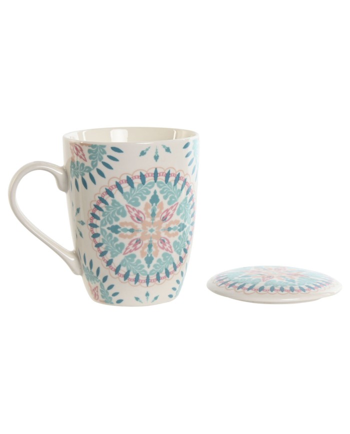 Tazza con Filtro per Infusioni Home ESPRIT Azzurro Bianco Turchese Mediterraneo 340 ml (2 Unità)