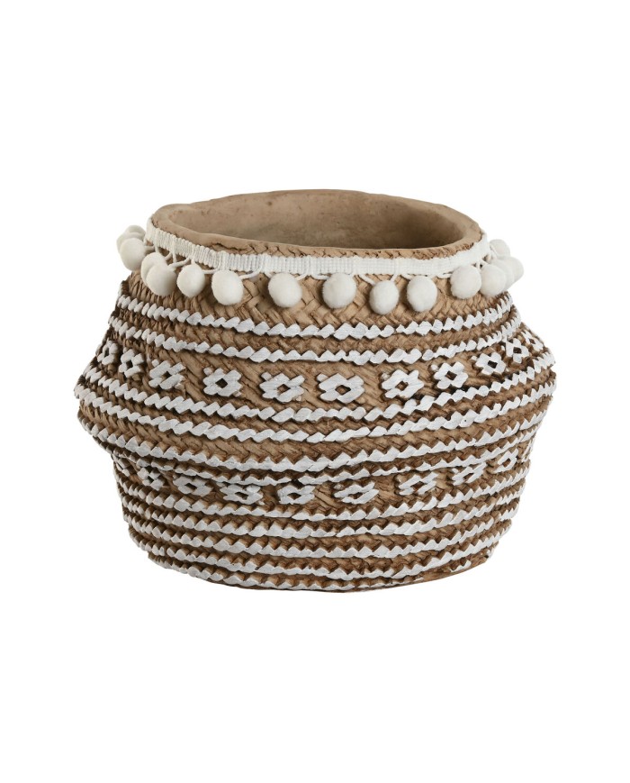 Vaso Home ESPRIT Bianco Marrone Beige Marrone Chiaro Cemento Tropicale 25 x 25 x 18 cm Vaso Home ESPRIT Bianco Marrone Beige Marrone Chiaro Cemento Tropicale 25 x 25 x 18 cm