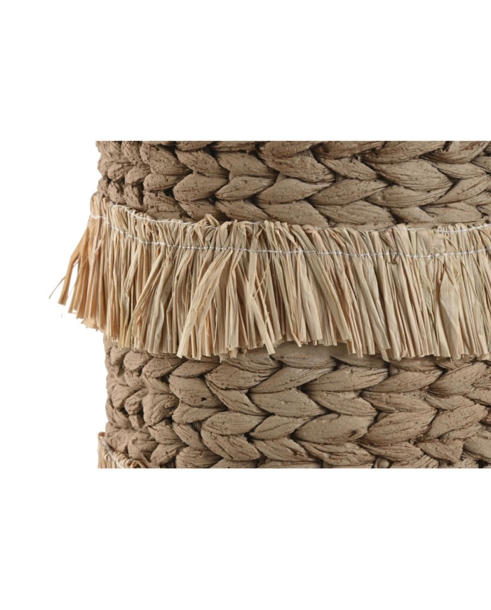 Set di vasi da fiori Home ESPRIT Marrone Rafia Cemento Tropicale 23 x 22 x 25 cm Set di vasi da fiori Home ESPRIT Marrone Rafia Cemento Tropicale 23 x 22 x 25 cm