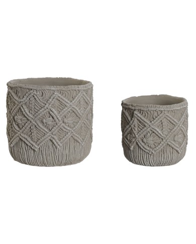 Set di vasi da fiori Home ESPRIT Grigio chiaro Cemento 20 x 20 x 18 cm Set di vasi da fiori Home ESPRIT Grigio chiaro Cemento 20 x 20 x 18 cm