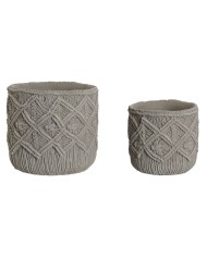 Set di vasi da fiori Home ESPRIT Grigio chiaro Cemento 20 x 20 x 18 cm