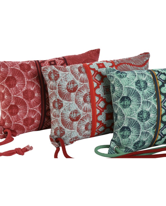 Cuscino Home ESPRIT Rosso Verde Corallo 30 x 10 x 20 cm (3 Unità)