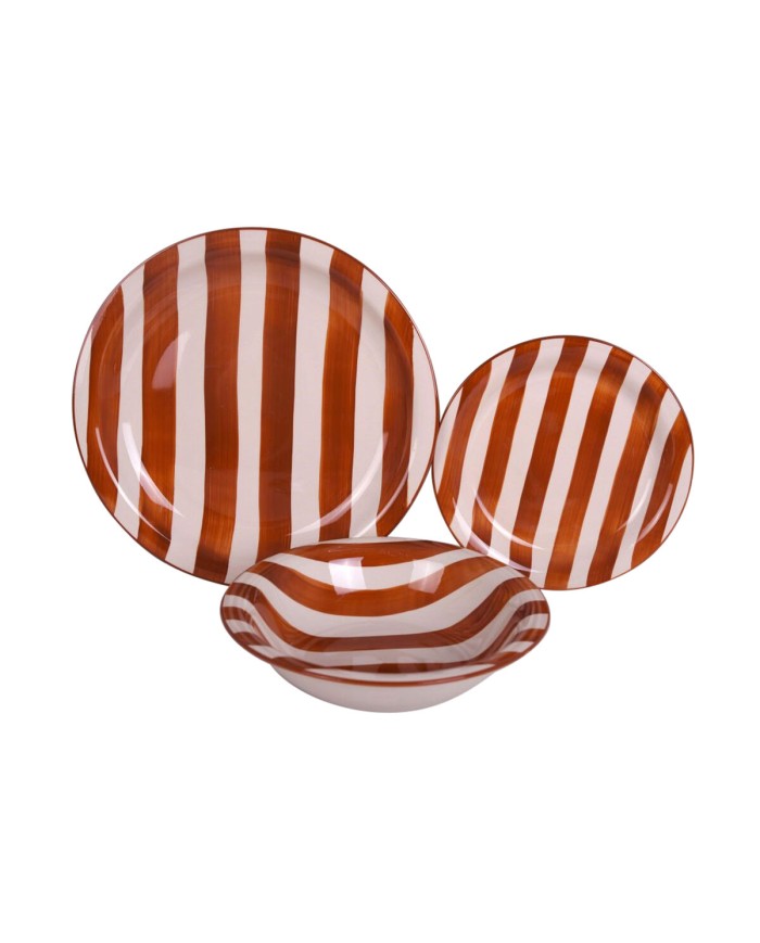 Servizio di Piatti Home ESPRIT Giallo Azzurro Rosso Gres Righe Mediterraneo 27,5 x 27,5 x 2,8 cm 18 Pezzi Servizio di Piatti Home ESPRIT Giallo Azzurro Rosso Gres Righe Mediterraneo 27,5 x 27,5 x 2,8 cm 18 Pezzi