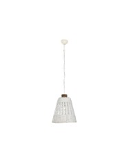 Lampadario Home ESPRIT Bianco Bambù Legno di mango 50 W 48 x 48 x 57 cm