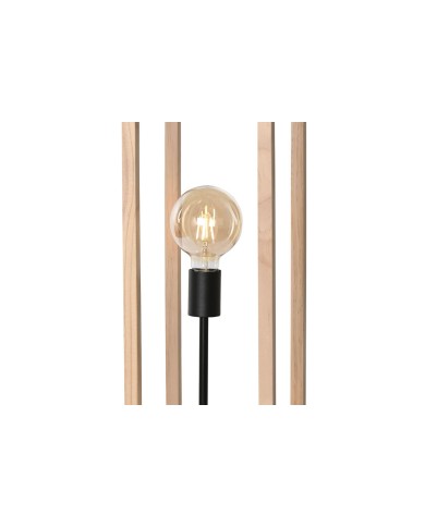 Lampada da Terra Home ESPRIT Marrone Nero Naturale Legno Ferro Pino 220 V 19 x 19 x 123 cm