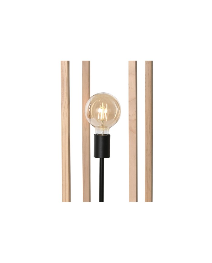 Lampada da Terra Home ESPRIT Marrone Nero Naturale Legno Ferro Pino 220 V 19 x 19 x 123 cm
