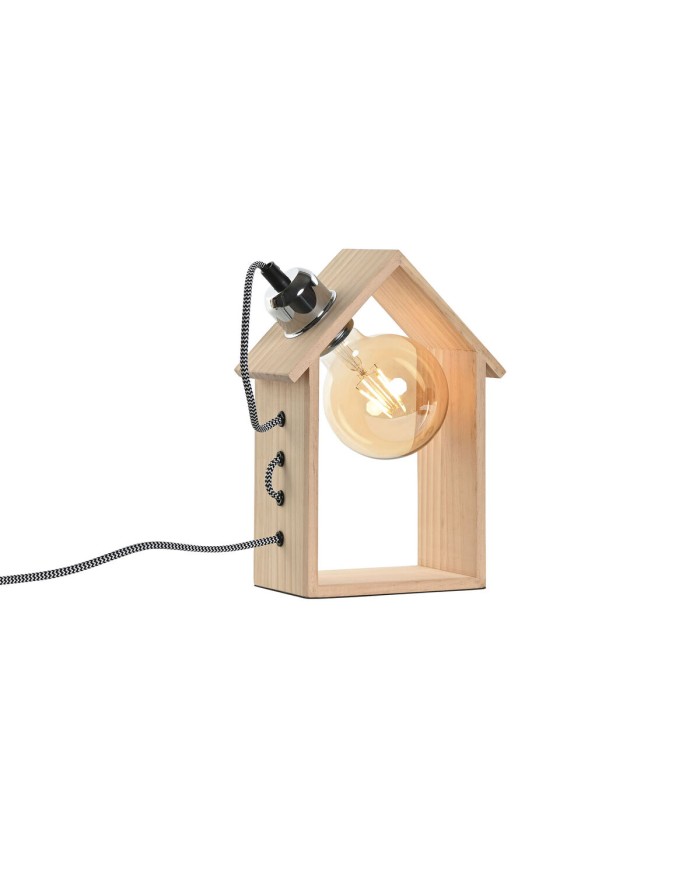 Lampada da tavolo Home ESPRIT Marrone Argentato Naturale Legno Pino 50 W 220 V 18 x 10 x 25 cm Lampada da tavolo Home ESPRIT Marrone Argentato Naturale Legno Pino 50 W 220 V 18 x 10 x 25 cm