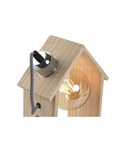Lampada da tavolo Home ESPRIT Marrone Argentato Naturale Legno Pino 50 W 220 V 18 x 10 x 25 cm