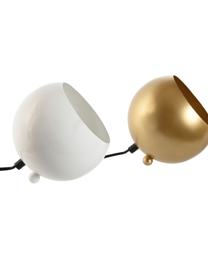 Lampada da tavolo Home ESPRIT Bianco Dorato Metallo 50 W 220 V 15 x 15 x 15 cm (2 Unità)