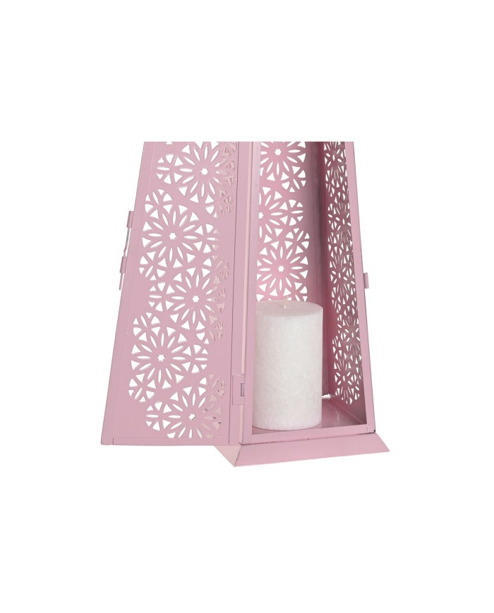 Lanterna Home ESPRIT Bianco Verde Rosa Metallo Alluminio Shabby Chic 13 x 13 x 43 cm (4 Unità)