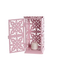 Lanterna Home ESPRIT Bianco Verde Rosa Ferro Orientale 10 x 10 x 30 cm (4 Unità)