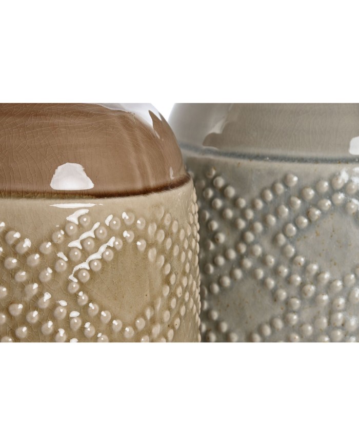 Vaso Home ESPRIT Marrone Grigio Ceramica Orientale Rombos 19 x 19 x 27 cm (2 Unità) Vaso Home ESPRIT Marrone Grigio Ceramica Orientale Rombos 19 x 19 x 27 cm (2 Unità)