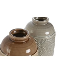 Vaso Home ESPRIT Marrone Grigio Ceramica Orientale Rombos 19 x 19 x 27 cm (2 Unità) Vaso Home ESPRIT Marrone Grigio Ceramica Orientale Rombos 19 x 19 x 27 cm (2 Unità)