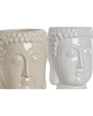 Vaso Home ESPRIT Bianco Beige Ceramica 15 x 15 x 25 cm (2 Unità)