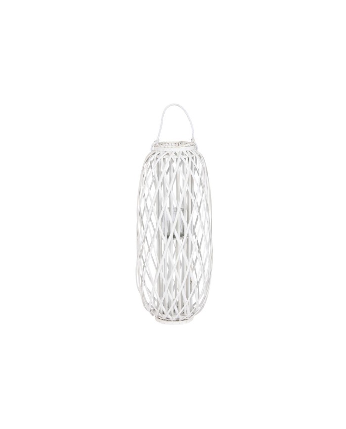 Portacandele Home ESPRIT Bianco vimini Cristallo 34 x 34 x 80 cm