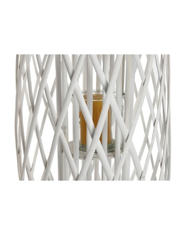 Portacandele Home ESPRIT Bianco vimini Cristallo 34 x 34 x 80 cm