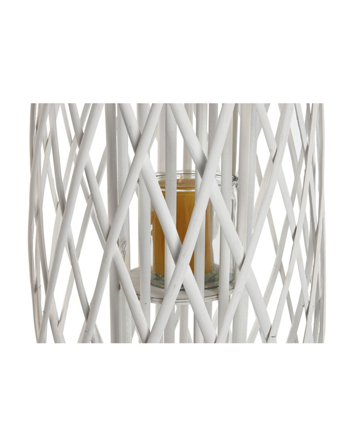 Portacandele Home ESPRIT Bianco vimini Cristallo 34 x 34 x 80 cm