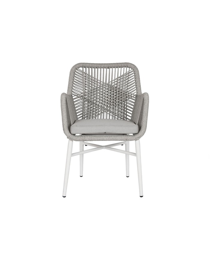 Poltrona da giardino Home ESPRIT Bianco Grigio Alluminio rattan sintetico 57 x 63 x 84 cm Poltrona da giardino Home ESPRIT Bianco Grigio Alluminio rattan sintetico 57 x 63 x 84 cm