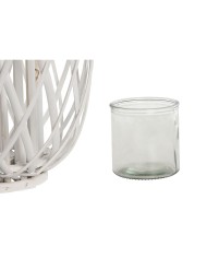 Portacandele Home ESPRIT Bianco vimini Cristallo 34 x 34 x 80 cm