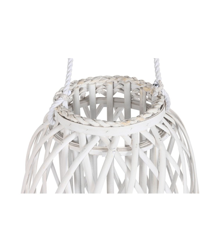 Portacandele Home ESPRIT Bianco vimini Cristallo 34 x 34 x 80 cm