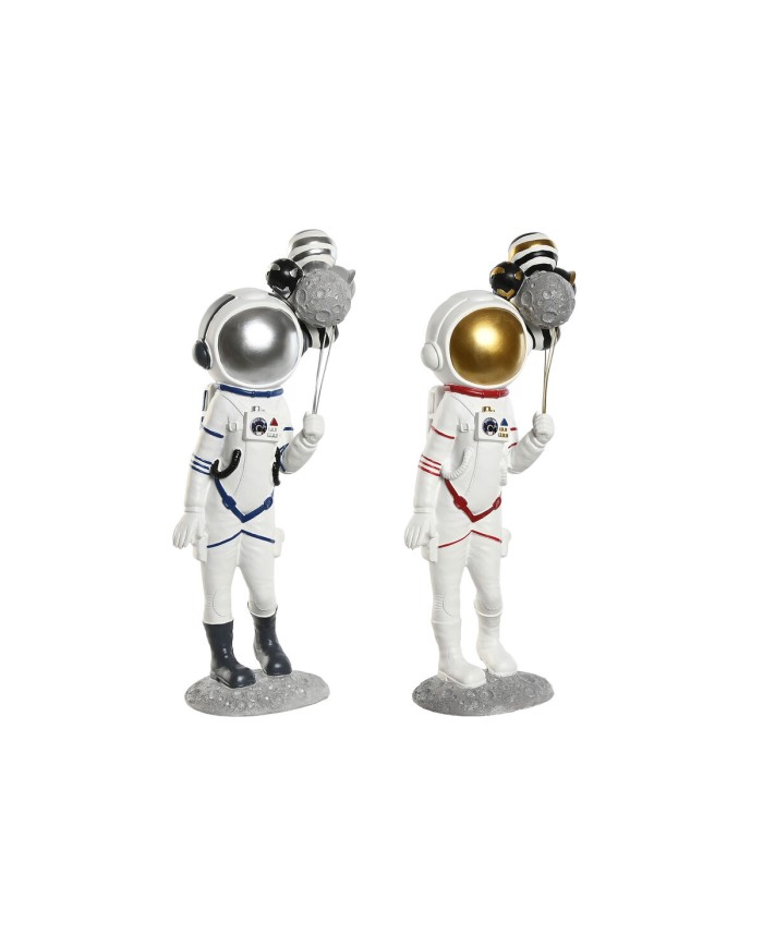 Statua Decorativa Home ESPRIT Azzurro Bianco Rosso Donna Astronauta 16 x 12 x 41 cm (2 Unità)