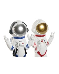 Statua Decorativa Home ESPRIT Azzurro Bianco Rosso Donna Astronauta 9 x 7 x 20 cm (2 Unità)