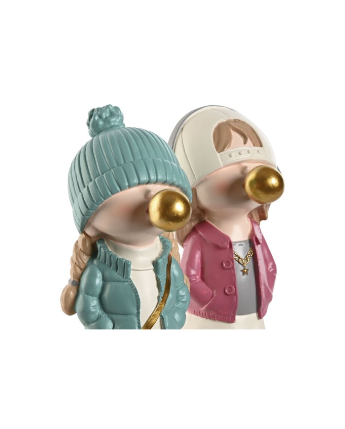 Statua Decorativa Home ESPRIT Rosa Turchese Dorato 8 x 10 x 20 cm (2 Unità) Statua Decorativa Home ESPRIT Rosa Turchese Dorato 8 x 10 x 20 cm (2 Unità)